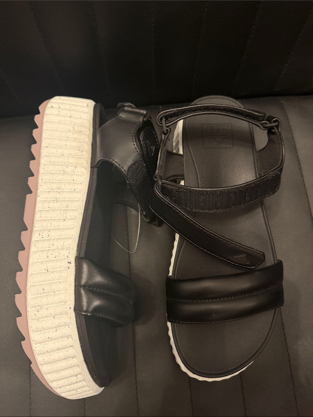 Reef Black Platform Sandals